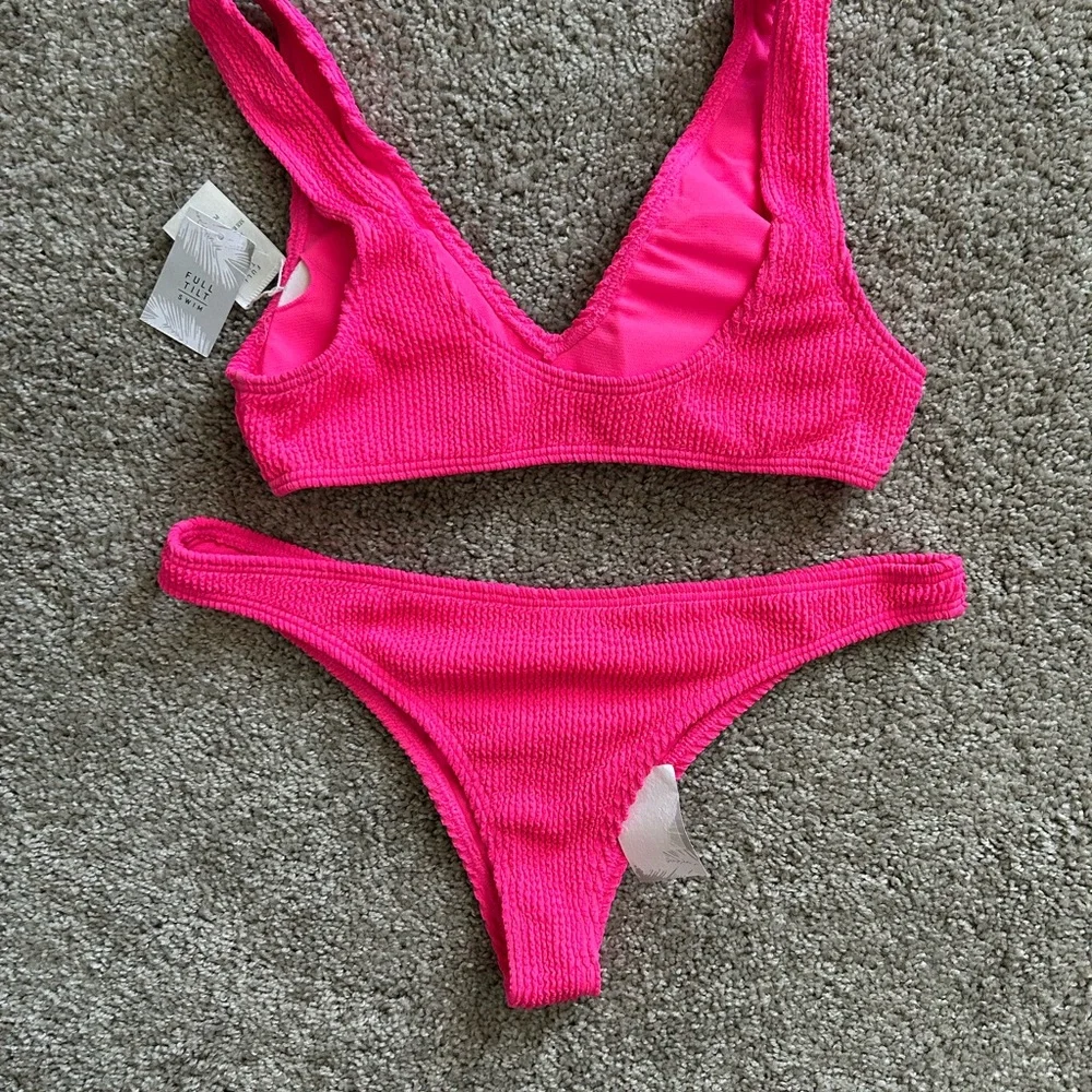 Pink Ribbed Full Tilt Bikini Set - Picture 4 of 5